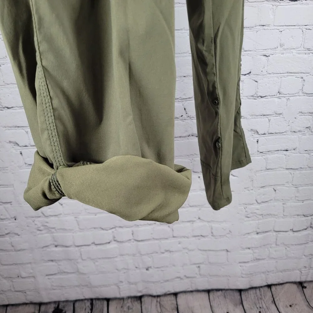 PrAna Green Breathe Nylon Stretch Lightweight Snap Cuff Cargo Pants Size (40x30)
